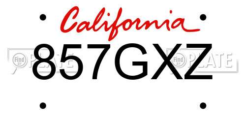 857GXZ California License Plate