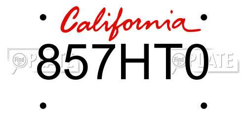 857HT0 California License Plate