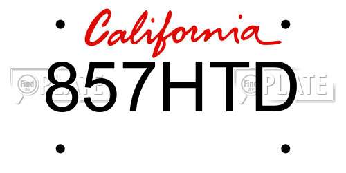 857HTD California License Plate