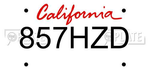 857HZD California License Plate