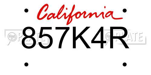 857K4R California License Plate