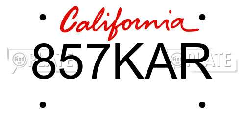 857KAR California License Plate