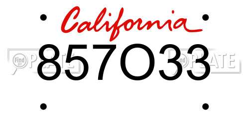 857O33 California License Plate