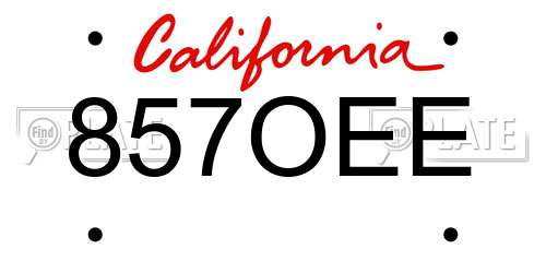 857OEE California License Plate