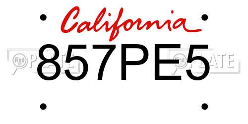 857PE5 California License Plate