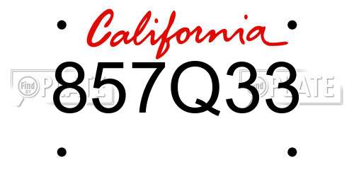857Q33 California License Plate