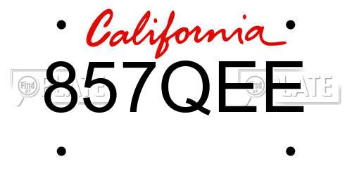 857QEE California License Plate
