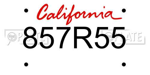 857R55 California License Plate