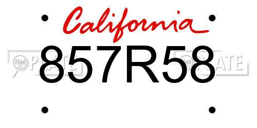 857R58 California License Plate