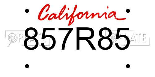 857R85 California License Plate