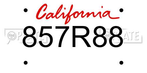 857R88 California License Plate