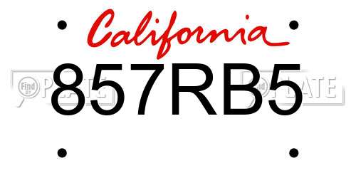 857RB5 California License Plate