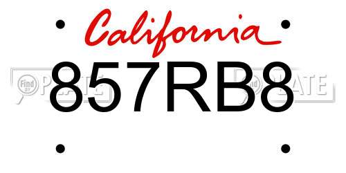 857RB8 California License Plate