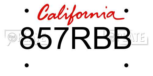 857RBB California License Plate