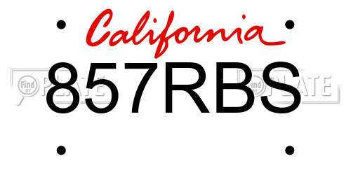 857RBS California License Plate