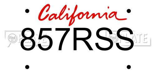 857RSS California License Plate