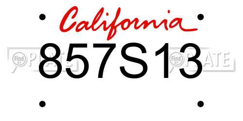 857S13 California License Plate