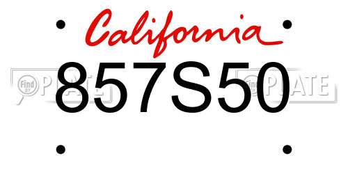 857S50 California License Plate