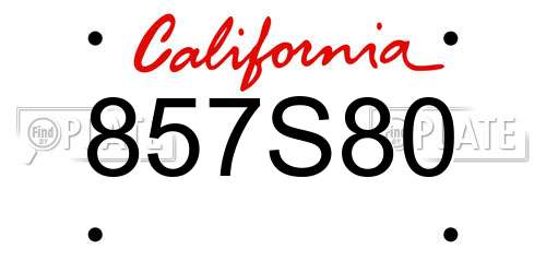 857S80 California License Plate