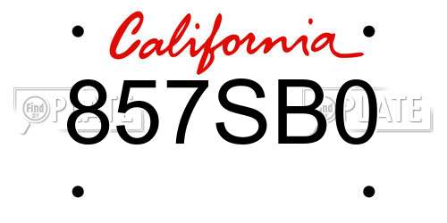 857SB0 California License Plate