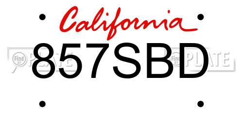 857SBD California License Plate