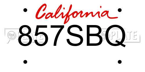 857SBQ California License Plate