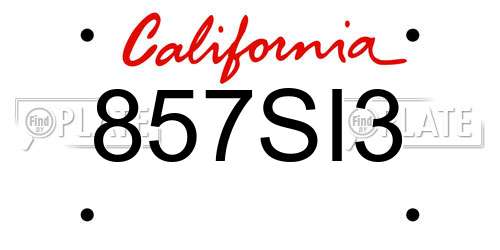 857SI3 California License Plate