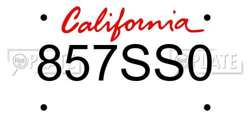 857SS0 California License Plate