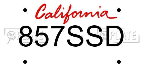 857SSD California License Plate