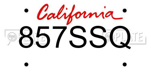 857SSQ California License Plate