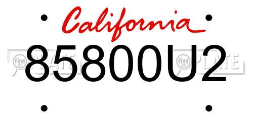 85800U2 California License Plate