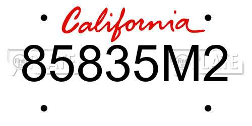 85835M2 California License Plate