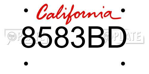 8583BD California License Plate