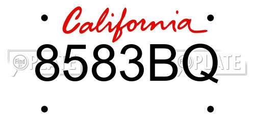 8583BQ California License Plate
