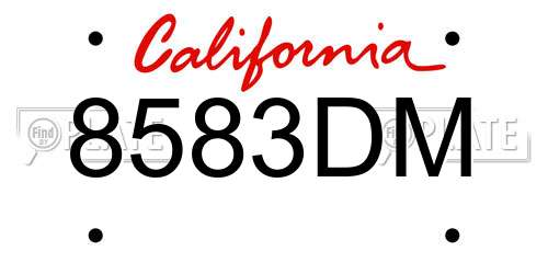 8583DM California License Plate