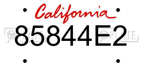 85844E2 California License Plate