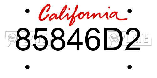 85846D2 California License Plate