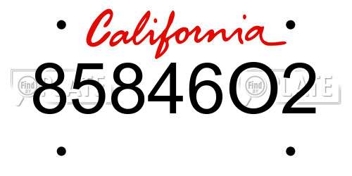 85846O2 California License Plate