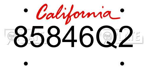 85846Q2 California License Plate