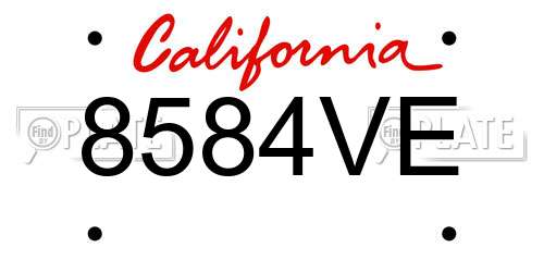 8584VE California License Plate