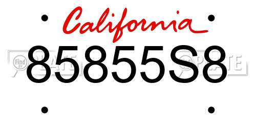 85855S8 California License Plate