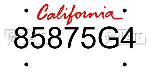 85875G4 California License Plate