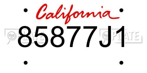 85877J1 California License Plate
