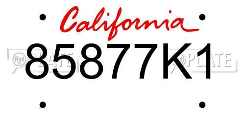 85877K1 California License Plate