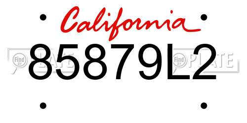 85879L2 California License Plate