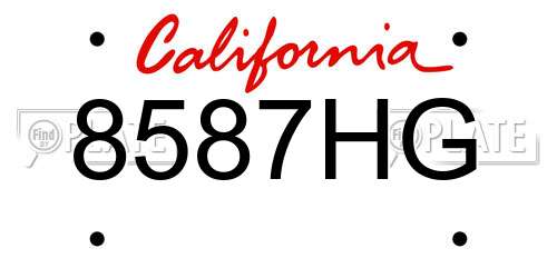8587HG California License Plate