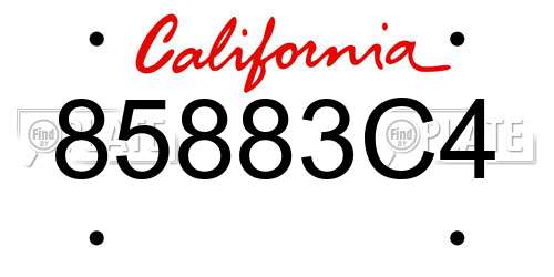 85883C4 California License Plate