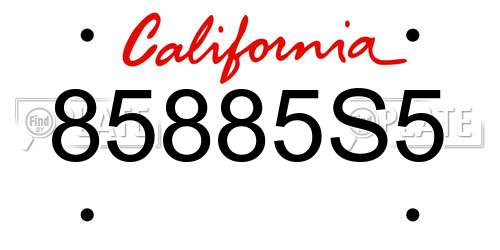 85885S5 California License Plate