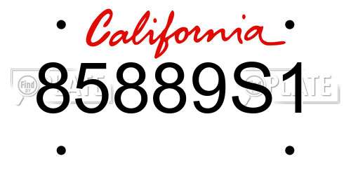 85889S1 California License Plate