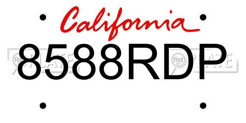 8588RDP California License Plate